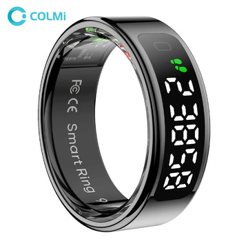 Anel Inteligente COLMI R12 2025 com Tela e Toque, Carregamento Sem Fio, Gerenciador de Saúde, À Prova D'água 5 ATM para Homens e Mulheres