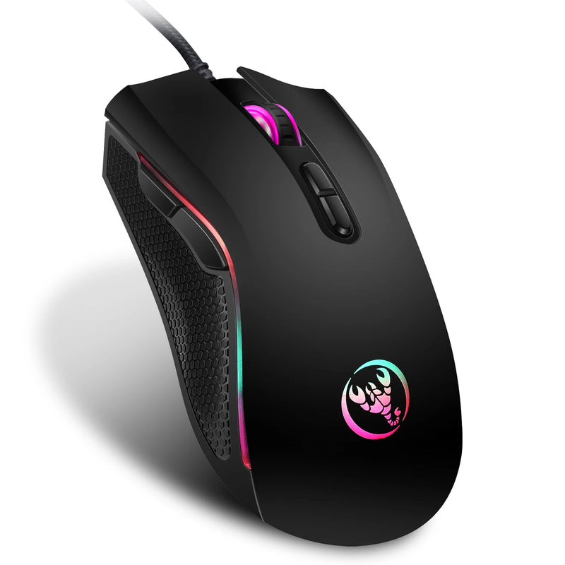 kit teclado com fio branco e preto de 61 teclas RGB, mouse para jogos