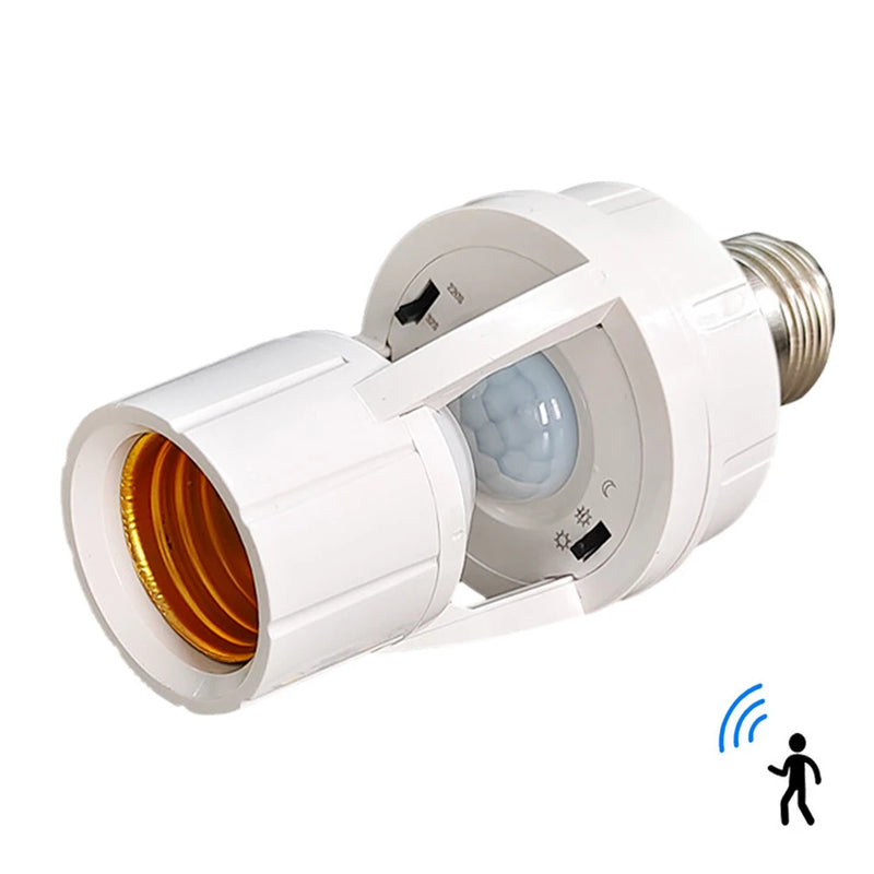 Conversor de soquete E27 com sensor de movimento PIR Ampola 100-240V LED E27 Base de lâmpada Interruptor de lâmpada inteligente MAX 60W