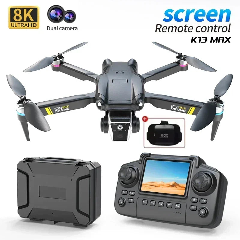 Drone profissional K13MAX RC 8K HD Câmeras WIFI FPV Altura Segura Gesto Fotografia Quadricóptero Dobrável Tela Controle Remoto Brinquedo
