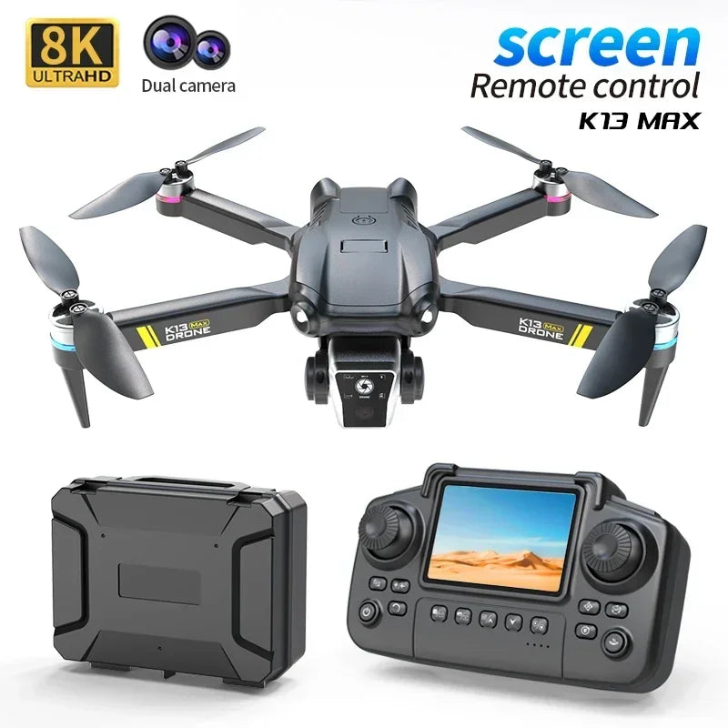 Drone profissional K13MAX RC 8K HD Câmeras WIFI FPV Altura Segura Gesto Fotografia Quadricóptero Dobrável Tela Controle Remoto Brinquedo
