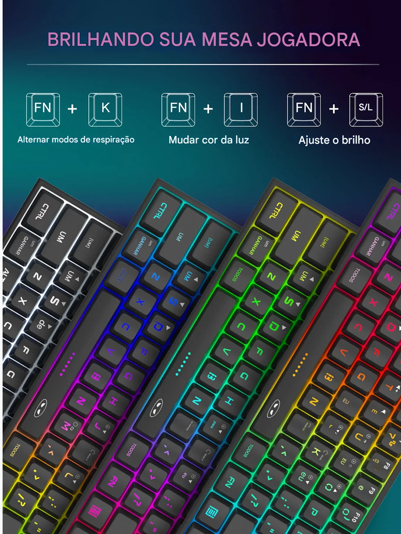 Teclado gamer MageGee Mini 60%, RGB, mecânico