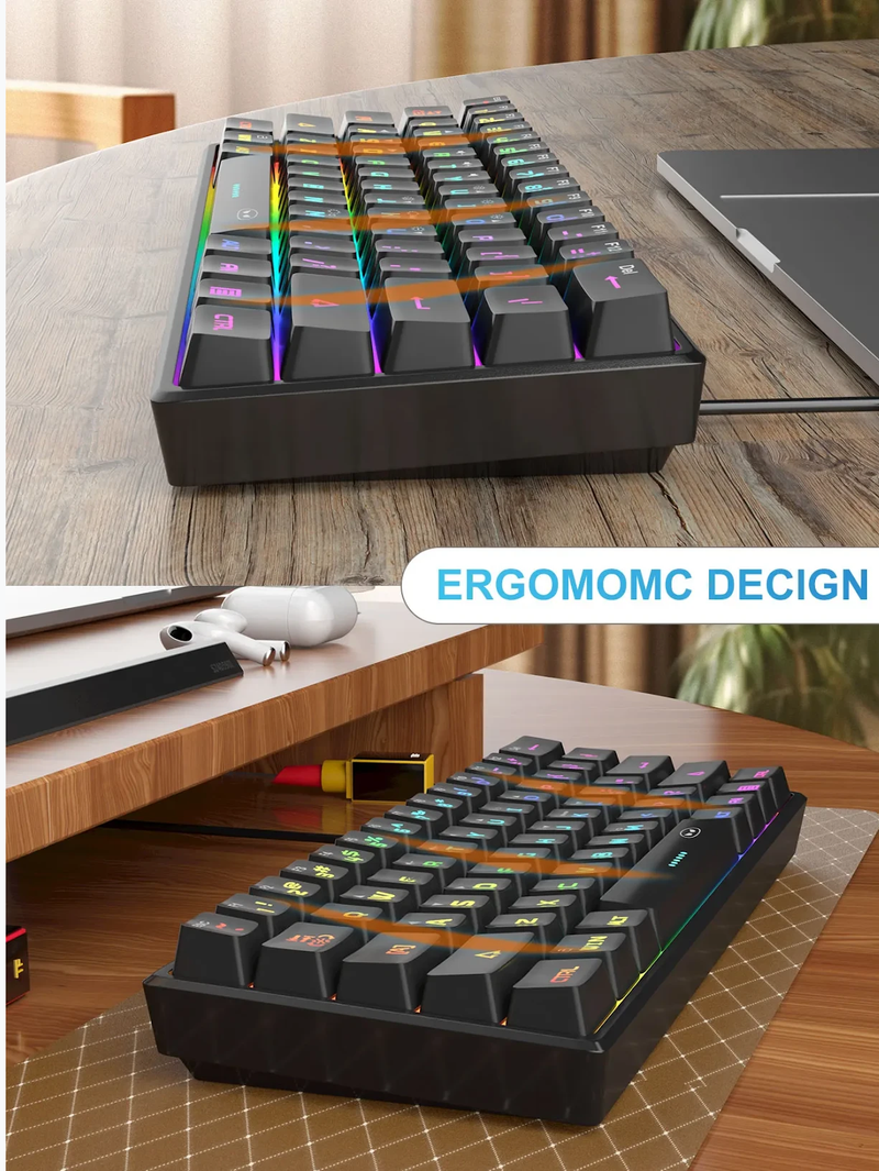 Teclado gamer MageGee Mini 60%, RGB, mecânico