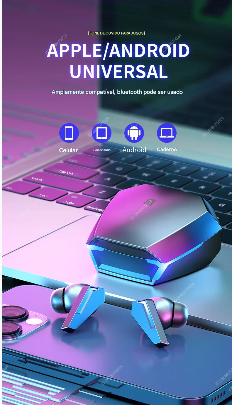 Fones de ouvido sem fio Xiaomi Game Earbud Bluetooth com microfone esportivo