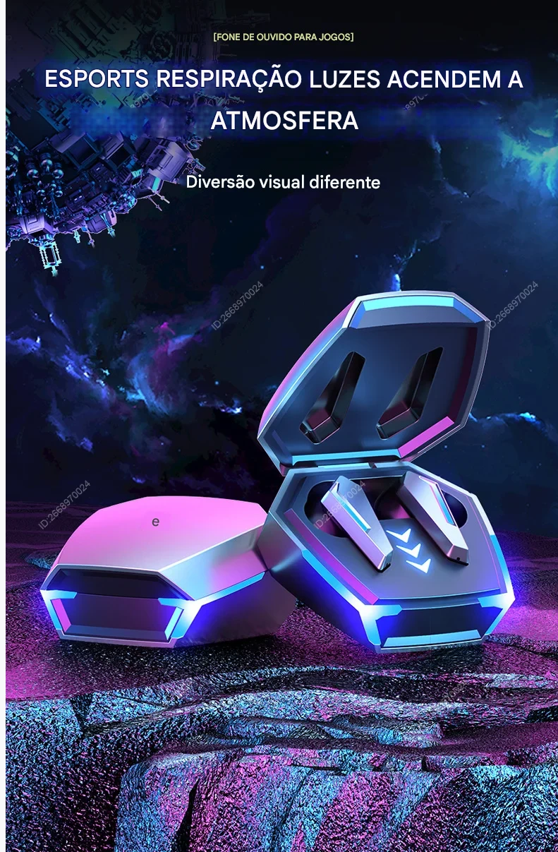 Fones de ouvido sem fio Xiaomi Game Earbud Bluetooth com microfone esportivo