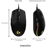 Mouse Logitech G102 com fio USB para jogos, tela com efeito óptico de arco-íris de 8000 DPI para PC/Mac e laptop