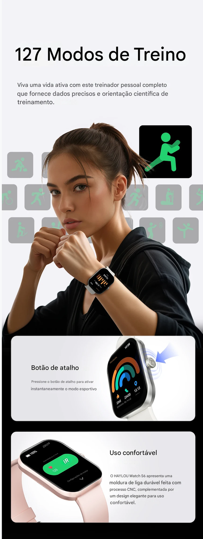 Relógio Inteligente Haylou Watch S6 com Tela HD de 2,01" e Bluetooth