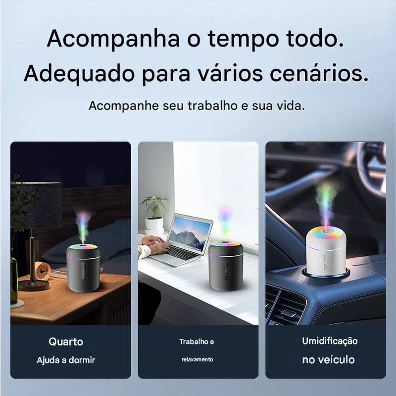 Mini umidificador de ar 180ml, difusor de aroma elétrico USB, purificador de óleos essenciais, névoa aromaterapia, luzes para carro, casa e quarto